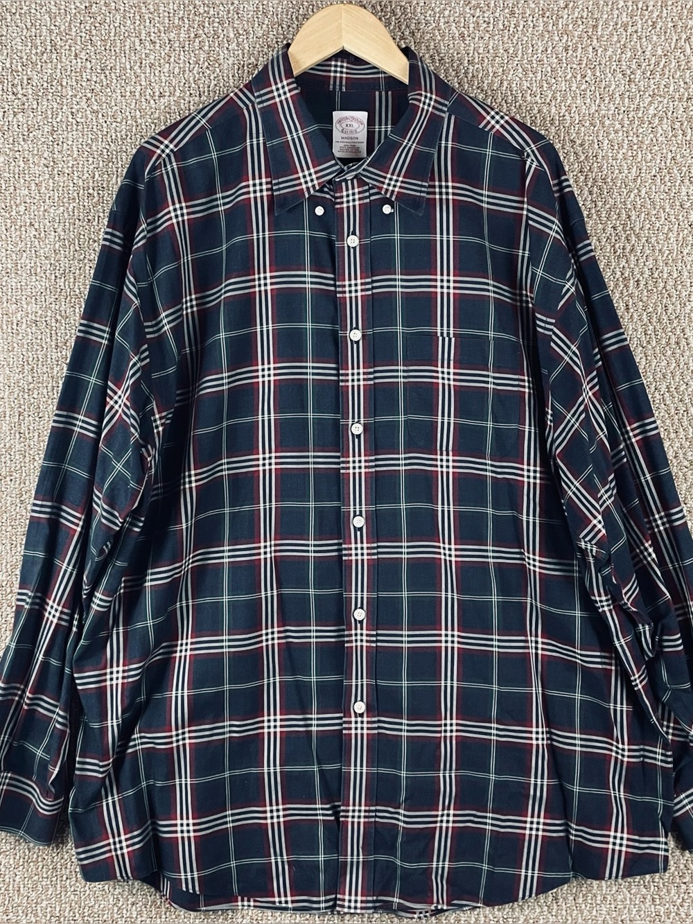 Brooks Brothers Shirt Men’s 2XL Non-Iron Plaid Supima Cotton Madison Work F442